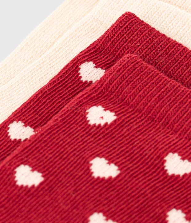 Lot de 2 paires de chaussettes c&oelig;urs en jersey de coton b&eacute;b&eacute; multicouleur