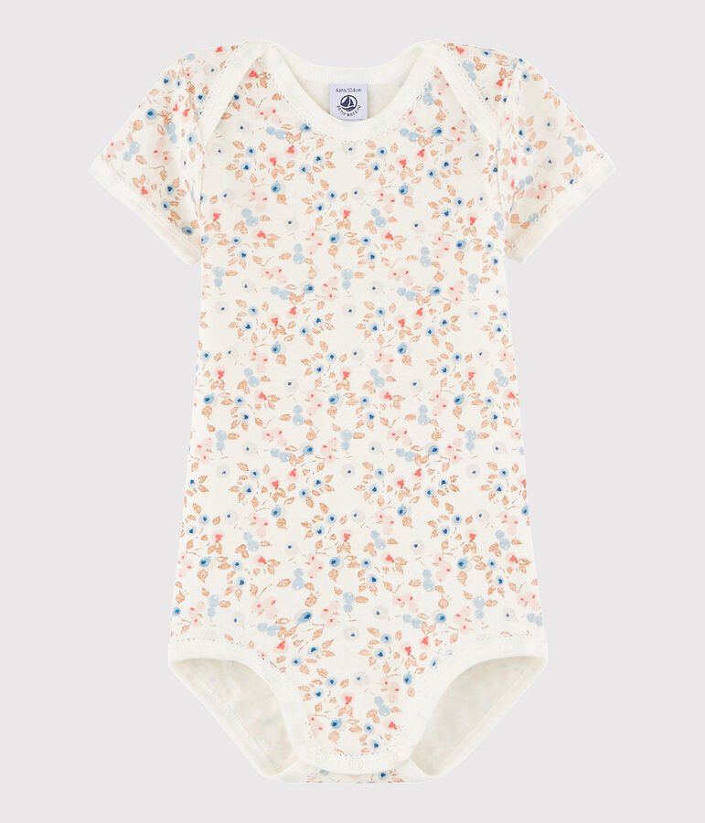 Body manches courtes b&eacute;b&eacute; fille blanc MARSHMALLOW/blanc MULTICO