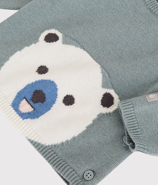 Cardigan ours bébé en tricot laine et coton gris SEDUMBLUE