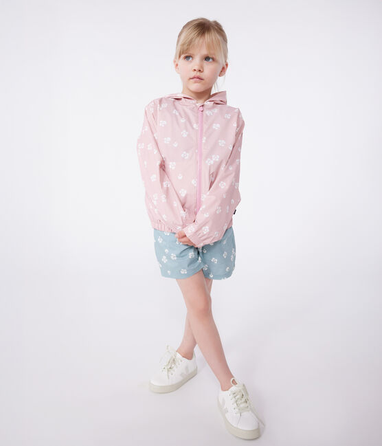 Coupe-vent enfant fleuri rose CHARME/blanc MARSHMALLOW