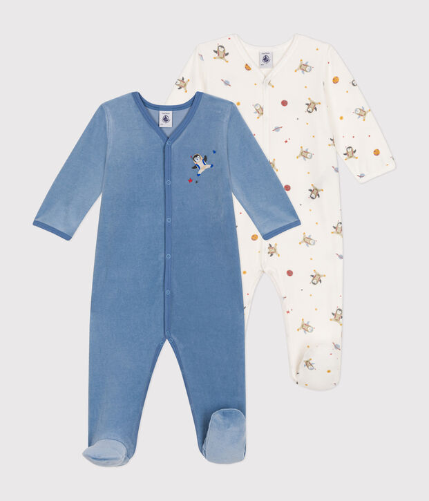 Lot de 2 pyjamas b&eacute;b&eacute; en velours multicouleur