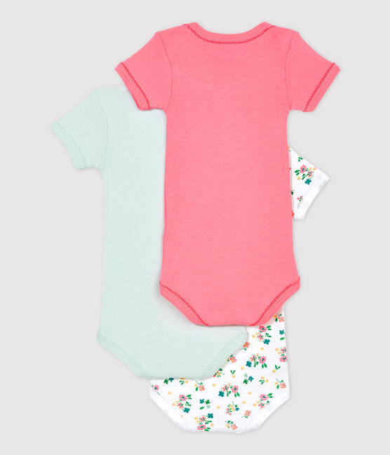 Lot de 3 bodies manches courtes fleurs bébé fille en coton biologique variante 1