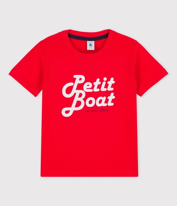 T-shirt manches courtes en coton enfant gar&ccedil;on rouge