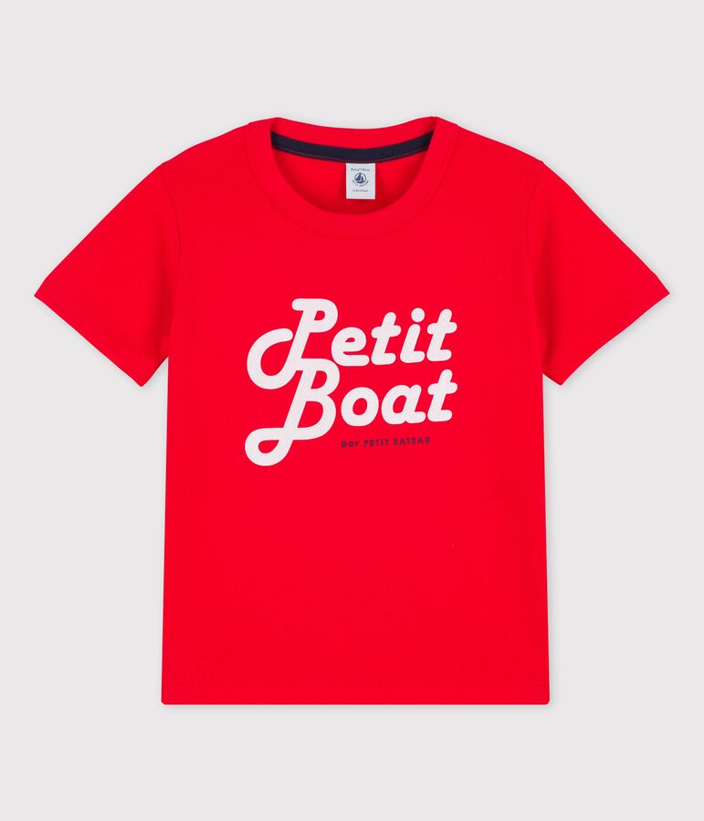 T-shirt manches courtes en coton enfant gar&ccedil;on rouge PEPS