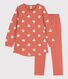 Chemise de nuit et legging cœur petite fille en molleton et en coton