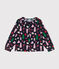 Blouse manches longues en flanelle enfant fille bleu SMOKING/blanc MULTICO