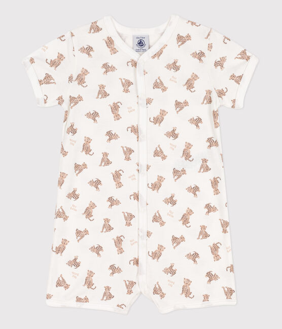 Combinaison courte imprimée en coton bébé blanc MARSHMALLOW/blanc MULTICO