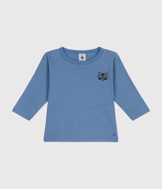 Tee-shirt manches longues en coton bébé bleu BEACH