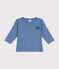 Tee-shirt manches longues en coton bébé bleu BEACH