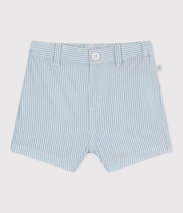 Short b&eacute;b&eacute; en coton ray&eacute; bleu/bleu