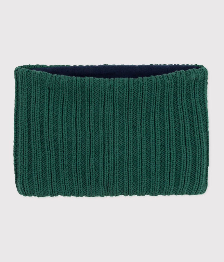 Snood enfant en tricot doubl&eacute; en polaire vert