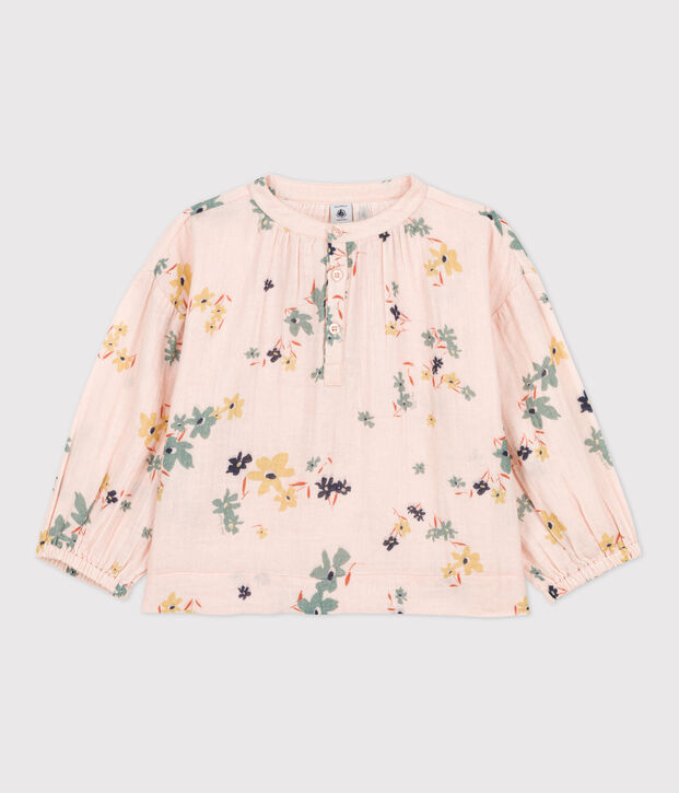 Blouse imprim&eacute;e en gaze de coton enfant fille rose/multicouleur