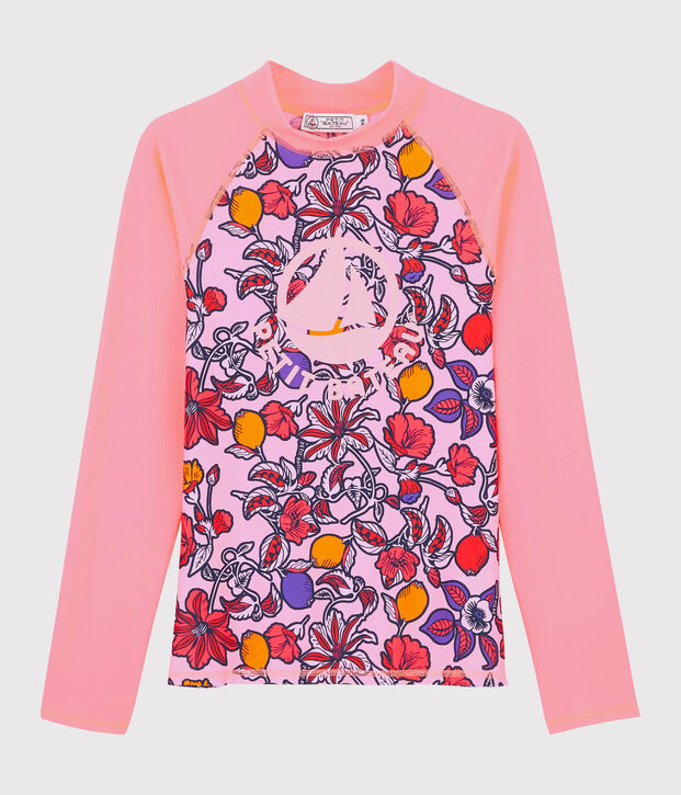 Tee shirt anti-UV UPF 50+ &eacute;coresponsable femme rose/multicouleur