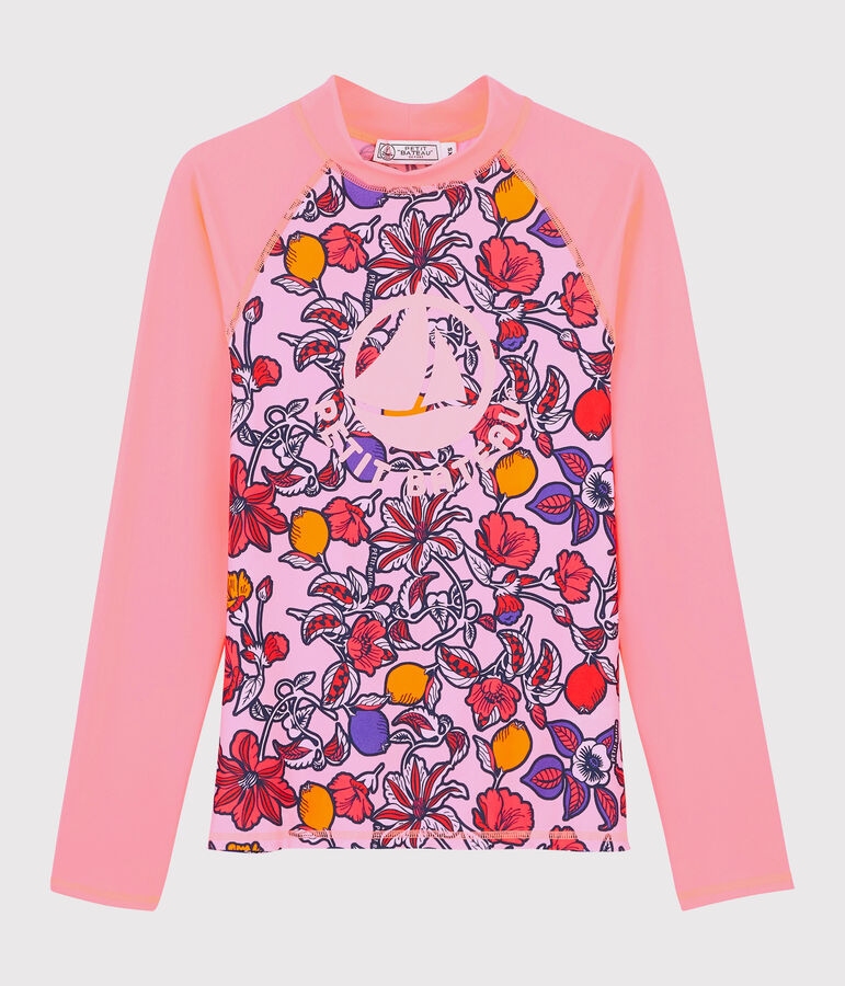 Tee shirt anti-UV UPF 50+ &eacute;coresponsable femme rose/multicouleur