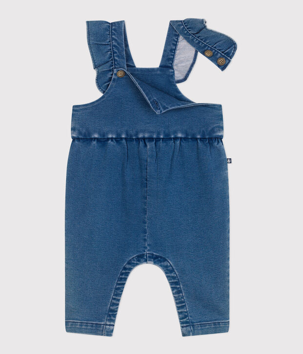 Salopette b&eacute;b&eacute; en jean &eacute;lasthanne jambes longues bleu