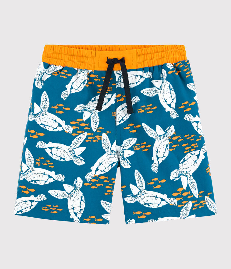 Short de bain recycl&eacute; enfant gar&ccedil;on bleu/multicouleur