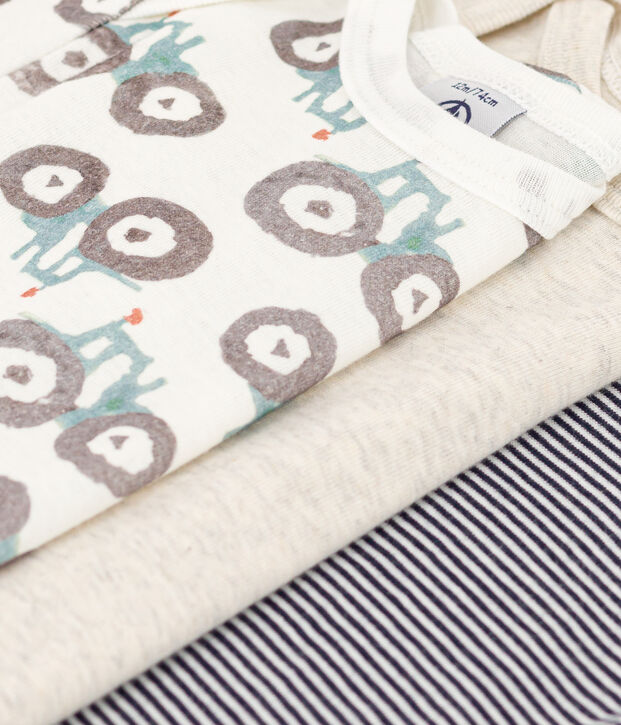Lot de 3 bodies manches longues tracteurs b&eacute;b&eacute; en coton multicouleur