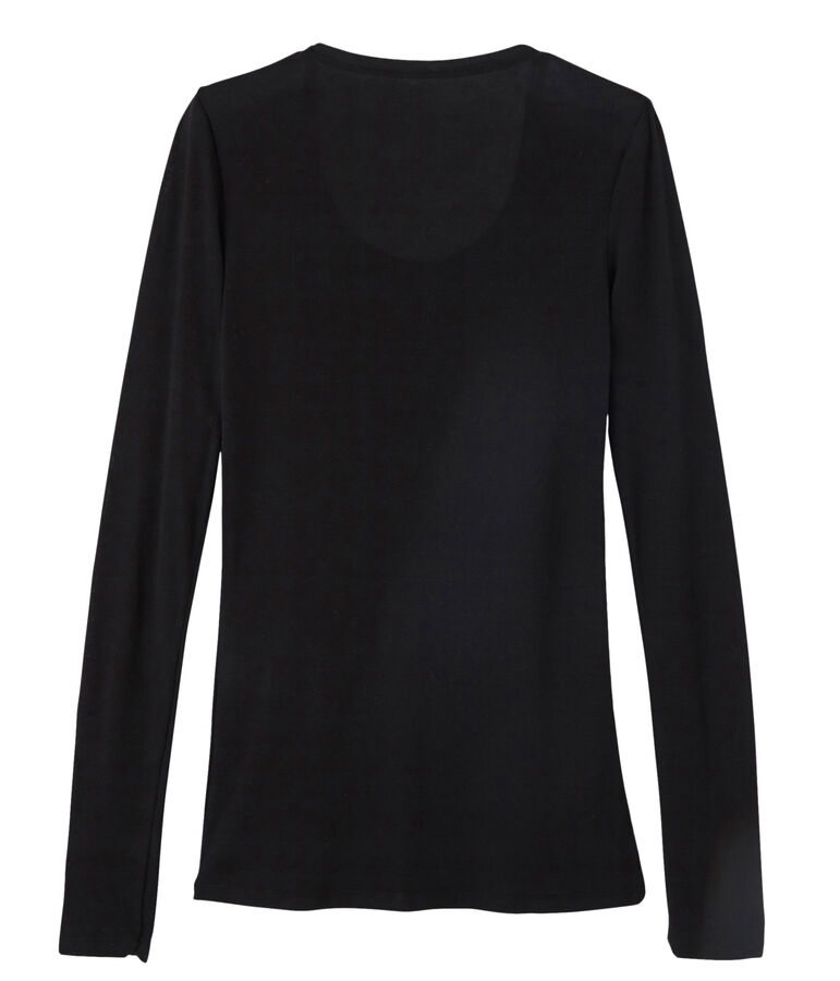 Tee-shirt manches longues femme en coton l&eacute;ger noir