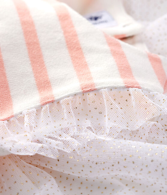 Robe bi-matières bébé fille blanc MARSHMALLOW/rose PATIENCE