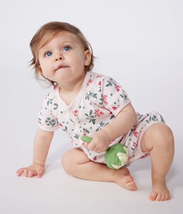 Lot de 2 combinaisons courtes b&eacute;b&eacute; en coton fleuri multicouleur