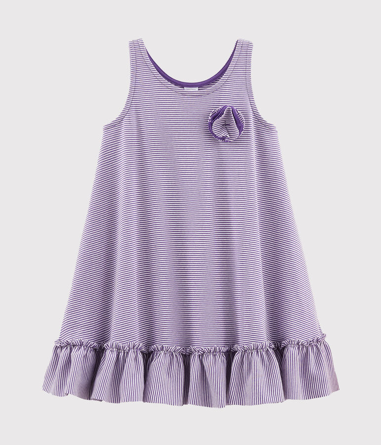 Robe enfant fille violet/blanc
