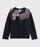Cardigan laine et coton enfant fille bleu SMOKING/blanc MULTICO
