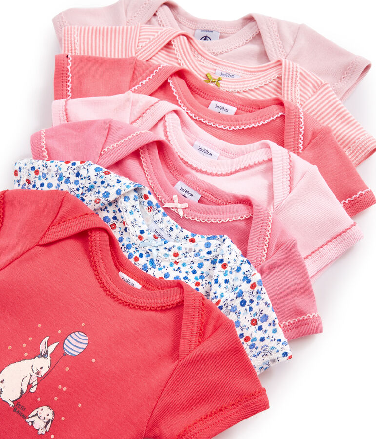 Pochon surprise de 7 bodies manches courtes b&eacute;b&eacute; fille multicouleur