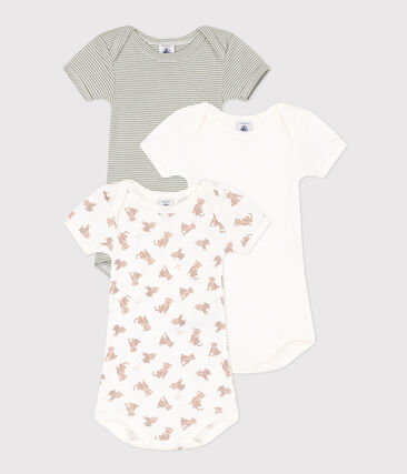 PETIT BATEAU - Lot de 3 bodies manches courtes leopards en coton