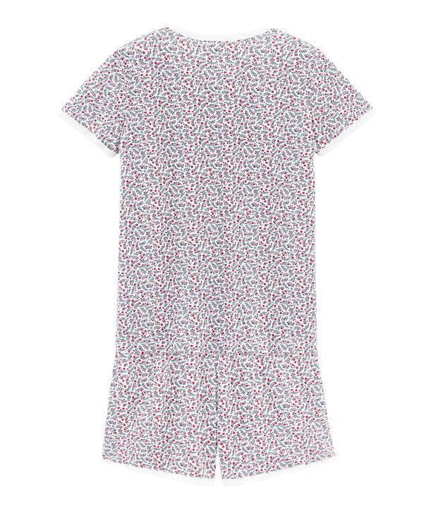 Pyjacourt fille en c&ocirc;te blanc/multicouleur