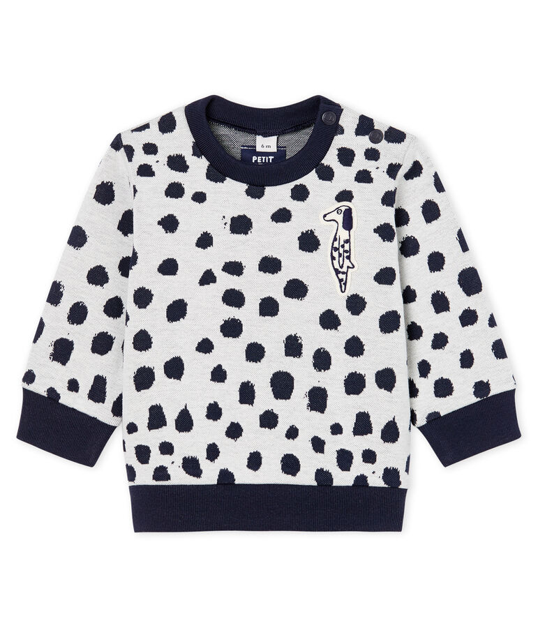 Sweatshirt b&eacute;b&eacute; mixte Jean Jullien blanc MARSHMALLOW/ DOTTIES