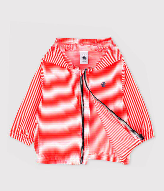 Coupe-vent en polyamide recyclé bébé fille/garçon rose GROSEILLER/blanc MARSHMALLOW