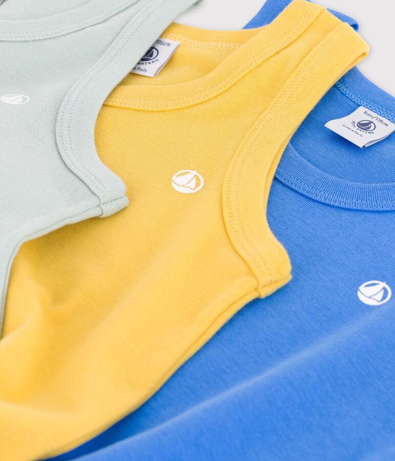 Lot de 3 d&eacute;bardeurs unis petit gar&ccedil;on en coton multicouleur