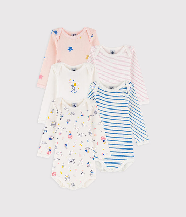 Lot de 5 bodies manches longues b&eacute;b&eacute; fille variante 1