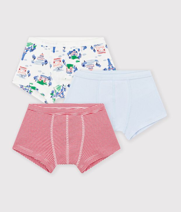 Lot de boxers ceinture collet&eacute;e enfant en coton imprim&eacute; multicouleur