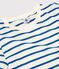 Tee-shirt L'ICONIQUE col rond en coton bio Femme blanc MARSHMALLOW/bleu DELFT