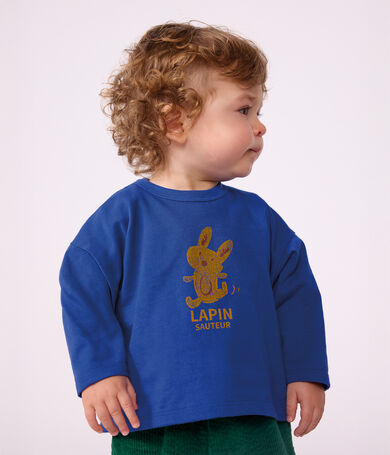 Tee-shirt b&eacute;b&eacute; en coton manches longues uni &agrave; motif