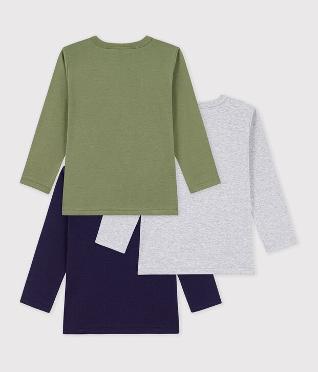 Lot de tee-shirts enfant en coton manches longues unis multicouleur