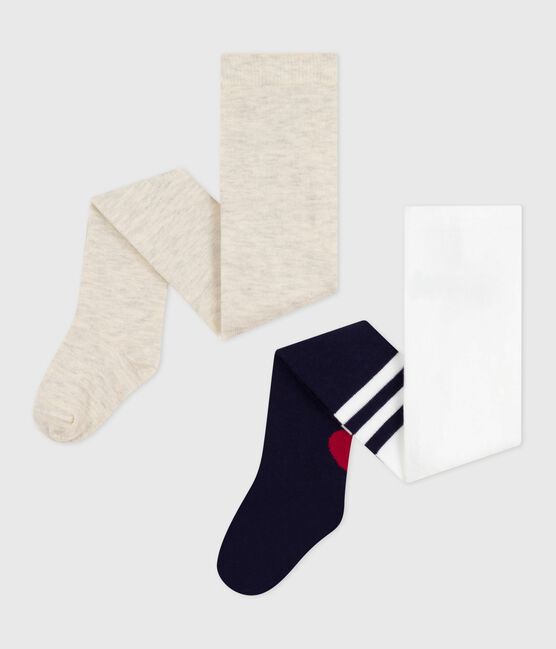 Lot de 2 paires de collants bébé en jersey de coton bleu SOIR/ MONTELIMAR