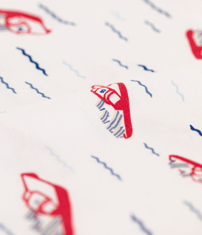 Tee-shirt imprim&eacute; manches courtes enfant gar&ccedil;on blanc MARSHMALLOW/blanc MULTICO