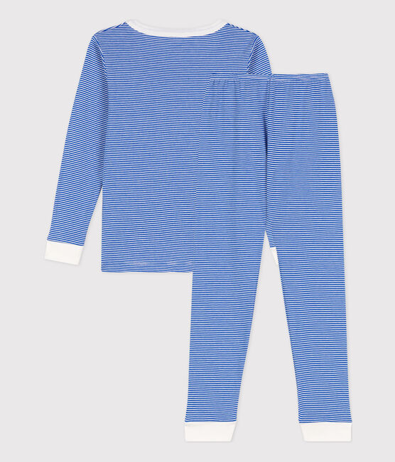 Pyjama ajusté à rayures en coton enfant bleu PERSE/blanc MARSHMALLOW