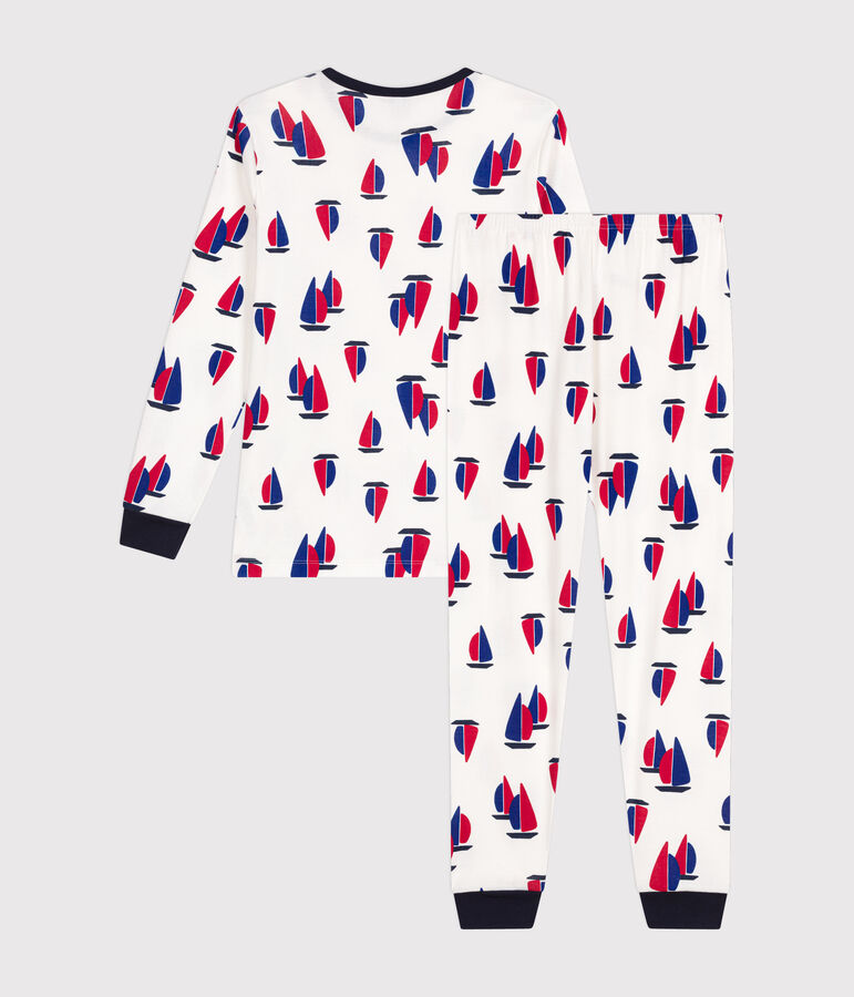 Pyjama en coton imprim&eacute; &agrave; motif bateaux junior blanc MARSHMALLOW/blanc MULTICO