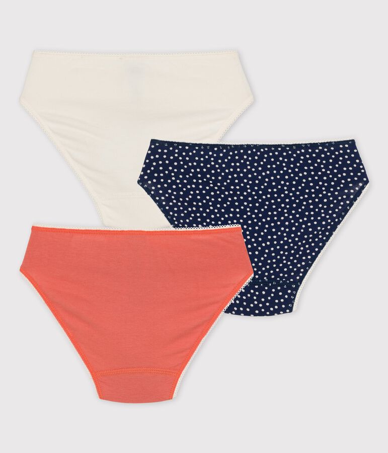 Lot de 3 culottes &agrave; pois petite fille en coton et &eacute;lasthanne multicouleur