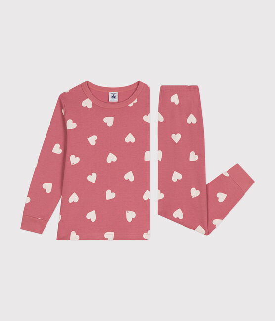 Pyjama en coton imprimé motif cœur enfant rose ROSEWOOD/ MARSHMALLOW