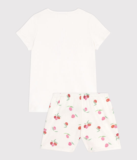 Pyjama short enfant en coton imprimé fruits blanc MARSHMALLOW/blanc MULTICO