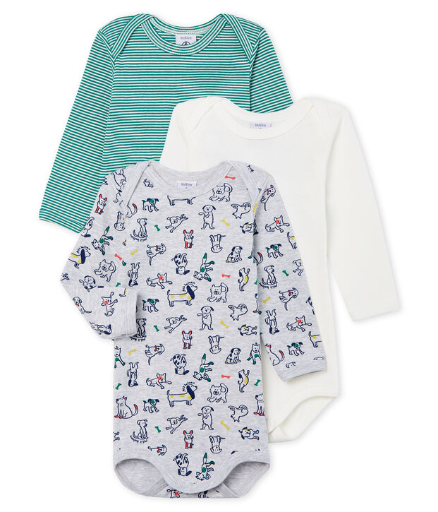 Trio de bodies manches longues b&eacute;b&eacute; gar&ccedil;on multicouleur