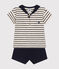 Ensemble tee-shirt et short en jersey bébé blanc AVALANCHE/bleu SMOKING
