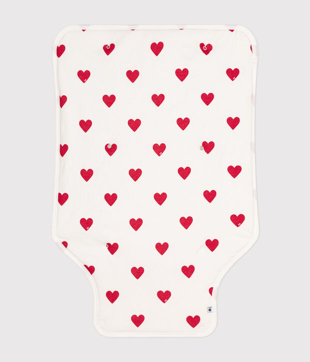 Tapis &agrave; langer en coton b&eacute;b&eacute; blanc/rouge