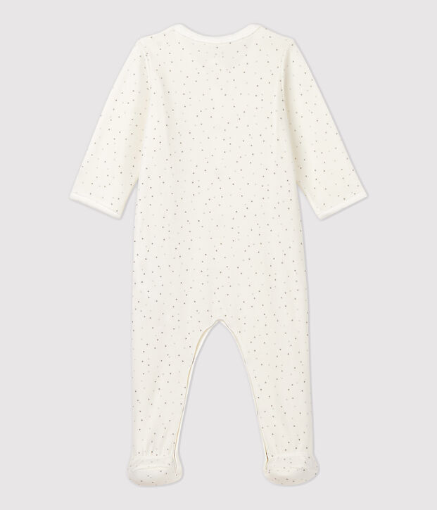 Dors-bien &eacute;toil&eacute; blanc b&eacute;b&eacute; en velours de coton biologique blanc/multicouleur