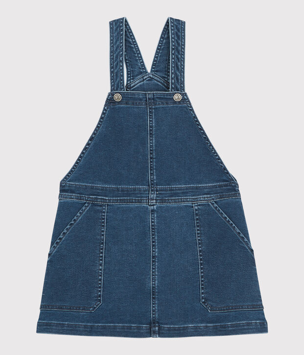 Robe salopette en denim bio enfant fille bleu