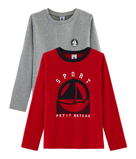 Lot de 2 tee-shirts garçon : sérigraphié + uni variante 2